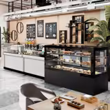 Commercial cake display fridge - 990L - 2010mm - Double glazing - square - with 2 shelves - rear sliding door - for patisserie - Black