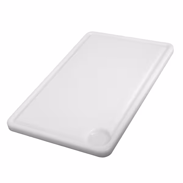 Snijplank met sapgeul - 250x400mm - Dikte: 20mm - HACCP-conform - HDPE 500 - Wit - Vaatwasmachinebestendig