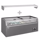 Supermarkt vrieskist - 2104x850mm - 646 liter - 2 glazen schuifdeksels - grijs