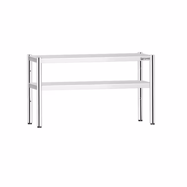 Pöytähylly - ruostumattomasta teräksestä - 2 tasoa - 1400x370 mm - korkeussäädettävä