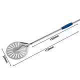Pizzaschep AZZURRA - RVS - Rond blad - Ø230mm - Lengte:173cm - geperforeerd - Kunststof steel