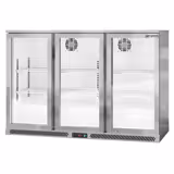 Commercial Back Bar Cooler - 1350mm - 300L - with 3 glass hinged doors - Stainless steel