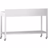 Edelstahl Arbeitstisch PREMIUM - 1400x800mm - mit Grundboden, Aufkantung & Rollen
