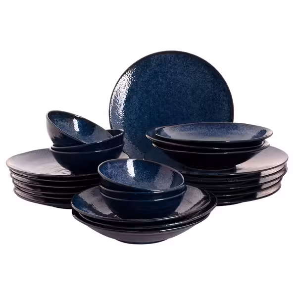 (24 stuks) KIRYU - serviesset - Exclusiv Blue - porselein - blauw