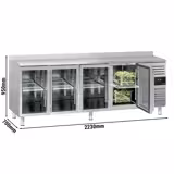 Tavolo refrigerato ECO - 2230x700mm - Ventilata - con 4 porte in vetro - Alzatina