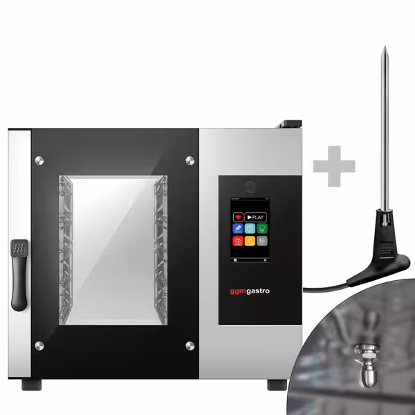 Commercial Electric Combi Oven - Touchscreen Controls - 5x GN 1/1 - incl. Automatic washing system, Core temperature probe, HACCP monitoring & USB