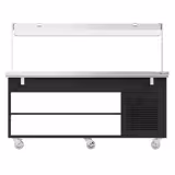 Refrigerated Salad Bar Trolley DANZIG - 1900mm - for 5x GN 1/1 - with Tray Slide - Black - Mobile - with Gantry - with Sneeze Screen