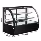 Vitrină frigorifică de masă – 105 litri – 700 mm – cu 2 rafturi din sticlă – rotundă – negru