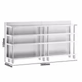 Ουδέτερο Bar Station - ανοξείδωτος χάλυβας - 2000x400 mm - με 4 ράφια & πλάτη