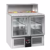 Saladette PREMIUM - 903mm - 2 Glastüren - mit Edelstahlaufsatz für 5x GN 1/6