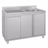 Sudoper s ormarićem - inox - 1200 x 600 mm - s košem za otpatke - s 1 koritom - korito desno