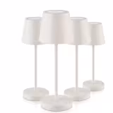 (4 unid) Candeeiro de mesa LED - MERLE MICRO - recarregável sem fios - regulável em 3 níveis - Ø80mm - Branco Sussurrado - IP54