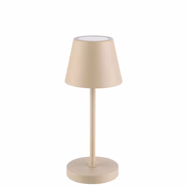 Stolní LED lampa - MERLE MICRO - nabíjecí - IP54 - stmívatelná ve 3 krocích - Ø 80 mm - písková