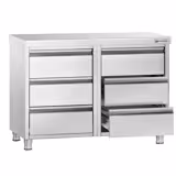 Meuble bas à tiroirs PREMIUM - Acier inoxydable - avec 6 tiroirs - 1000x600mm