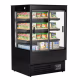 Murale Refrigerato Professionale - 900mm - 287l - +1°/+5°C - con 2 porte scorrevoli in vetrocamera & 3 ripiani - Nero