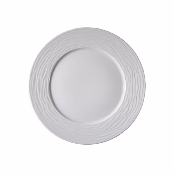 (12 pcs) SEA WAVE - Assiette plate - Porcelaine - Ø180mm - Blanc