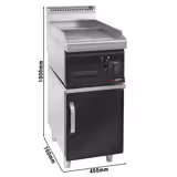 Elektrische bakplaat - 8kW - Geribbeld - Bakoppervlak: 395x535mm - met onderbouw met 1 deur