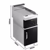 Commercial Electric Griddle - 8.0kW - Ribbed Plate - Cooking area: 395x535mm - with Cabinet Base - 1 Door