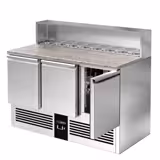Saladette PREMIUM - 1368mm - 3 deuren - met RVS deksel voor 8x GN 1/6 - granieten werkblad
