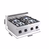 Cocina a gas - 23kW - 4 fuegos