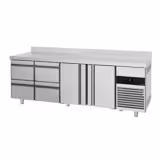 Kühltisch PREMIUM - 2330x700mm - mit 2 Türen - 4 Schubladen - mit Aufkantung