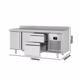 Balcão refrigerado Premium PLUS - 1960x600mm - com 2 portas - 2 gavetas - com Rebordo