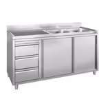 Lavello armadiato - 1800x600mm - con 3 cassetti e 2 vasche a destra