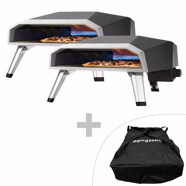 (2 stuks) Outdoor pizzaoven gas (chamotte bakvloer) - 562x702x370mm - 1 kamer - 1x1 pizza’s Ø40cm - voor pizza’s tot Ø40cm - tot 500°C - Handmatig - zwart