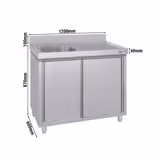 Sudoper s ormarićem ECO - inox - 1200 x 600 mm - s 1 koritom - korito lijevo