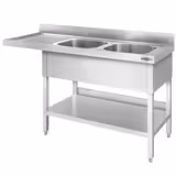 Commercial Dishwasher Sink Unit PREMIUM - 1600x700mm - Double Sink - Left Hand Drainer