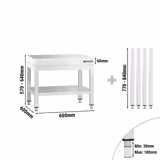Table de travail en acier inoxydable PREMIUM - 600x600mm - avec étagère basse