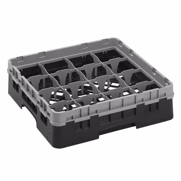 CAMBRO | CAMRACK® - Bardak Basketi 1/1 - 16 bölmeli- 1 uzatıcılı - 500x500mm -  Siyah