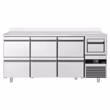 Barkoeledag PREMIUM - 2135x600mm - 570l - met 6 laden, spatrand & uitkloplade voor koffie