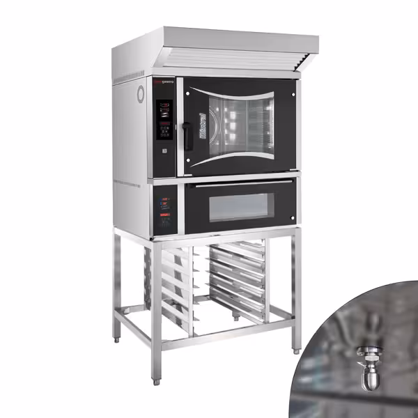 Bakkerij combisteamer - Digitaal - 6x EN 600x400 - incl. pizzaoven, afzuigkap & onderstel