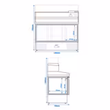 Pizzawerkbank ECO - 1400x700mm - met granieten werkblad - met 3 deuren - incl. glasvitrine - 6x GN 1/4