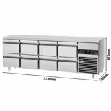 Koelwerkbank PREMIUM - 2330x700mm - 8 lades - GN 1/1 - digitale thermostaat - 632 liter
