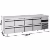 Balcão refrigerado PREMIUM - 2330x700mm - 632L - 8 gavetas - GN 1/1 - -2 a +8°C