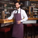(6 pièces) KARLOWSKY | Tablier à bavette avec poche Basic - Aubergine