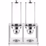 Cereal Dispenser - ROTATION - double - Rotary Dispense - 2 Plastic Containers - 2x 3.7L - Stainless Steel Stand