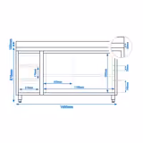 Edelstahl Arbeitsschrank ECO - 1600x600mm - mit 3 Schubladen links & Aufkantung