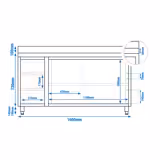 Edelstahl Arbeitsschrank PREMIUM - 1600x700mm - mit 3 Schubladen links & Aufkantung