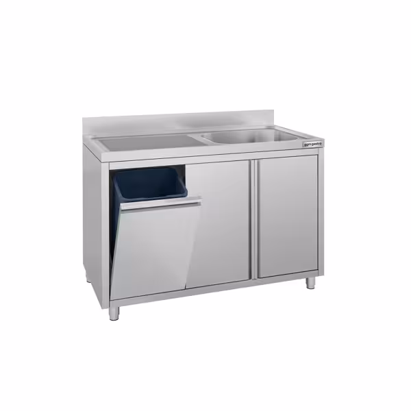 Commercial Sink Cabinet ECO - 1200x600mm - with waste bin & 1 bowl right-hand