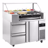 Pripremni rashladni pult - 1210x700 mm - 1 vrata i 2 ladice - za 9x GN 1/6 - uklj. Aparat za palačinke s 2 ploče