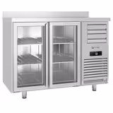 Arrière-bar réfrigéré professionnel Premium PLUS - SUPERCOOLER - 1475x700 mm - avec 2 portes vitrées & dosseret - inox