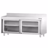 Stainless Steel Floor Cupboard PREMIUM - 2000x600mm - with Glass Sliding Doors & Upstand