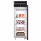 Szafa mroźnicza ze stali nierdzewnej PREMIUM - GN 2/1 - 700L - 700x810mm - 1 drzwi; przeszklona - chłodzenie wentylowane; samozamykające drzwi - Anthrazit
