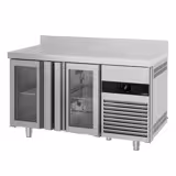 Commercial Counter Fridge PREMIUM - 1400x700mm - glass doors - with upstand - capacity 281 litres