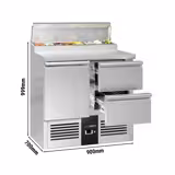 Mini voorbereidingstafel PREMIUM - 900mm - 1 deur & 2 laden - voor 5x GN 1/6