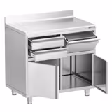 Szafka robocza - do ekspresu do kawy - 1000x600mm - z 2 szufladami, 1 drzwiami skrzydłowymi, 0 szufladami do odbijania fusów i z rantem