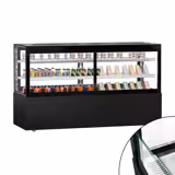 Gebaksvitrine MADRID - zelfbediening - voor zelfbediening - 710 liter - 2000mm - schuifdeuren - dubbel glas - met 2 glazen plateaus - incl. nachtgordijn - zwart mat